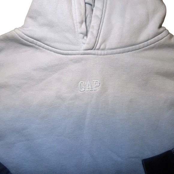 GAP Kids Hoodie Size 6-7 Ombre Blue Gradient Sweatshirt Pullover GUC Classic - Picture 4 of 7